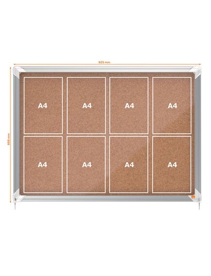 Avizier pluta de interior, 8 x A4, rama metalica, NOBO-[4]