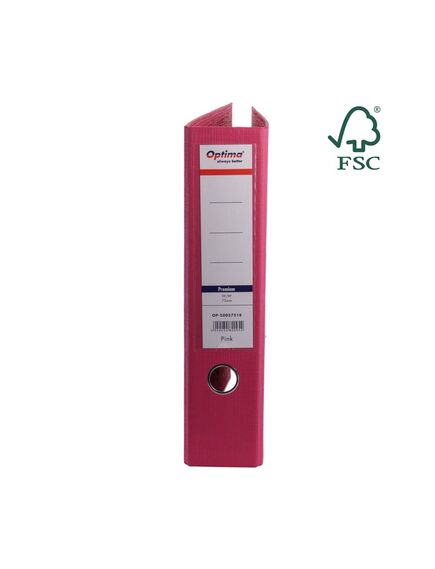 Biblioraft A4 plastifiat interior-exterior, 7.5 cm, roz, OPTIMA, Culoare: Roz-[2]