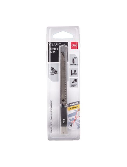 Cutter mic 9 mm, sina metalica DELI 2034-[3]