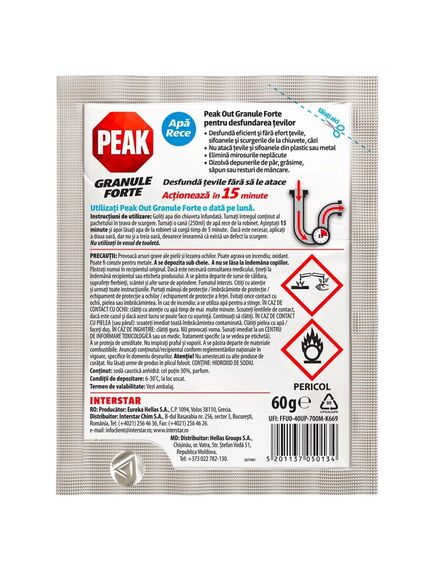 Granule pentru desfundat tevi PEAK OUT, 60 g-[2]