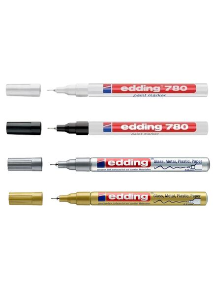 Marker cu vopsea, varf 0.8 mm, negru, EDDING 780, Culoare: Negru-[3]