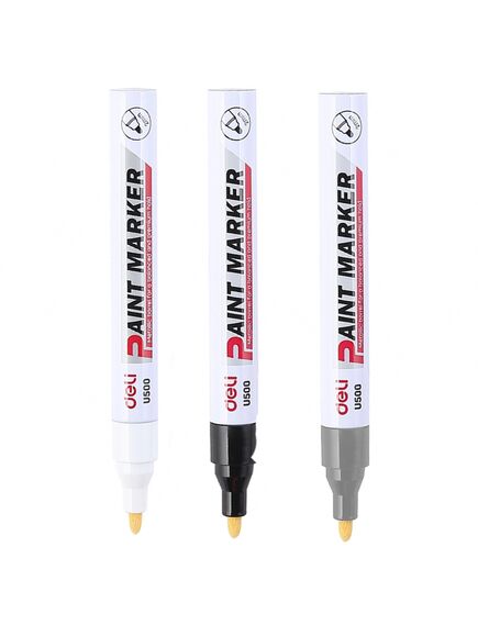 Marker cu vopsea, varf 2.0 mm, alb, DELI U500, Culoare: Alb-[4]