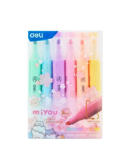 Textmarker pastel Mi You DELI Macaron, 6 buc/set-[2]