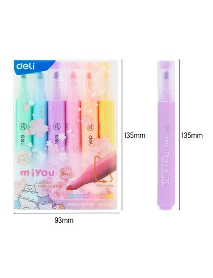 Textmarker pastel Mi You DELI Macaron, 6 buc/set-[4]