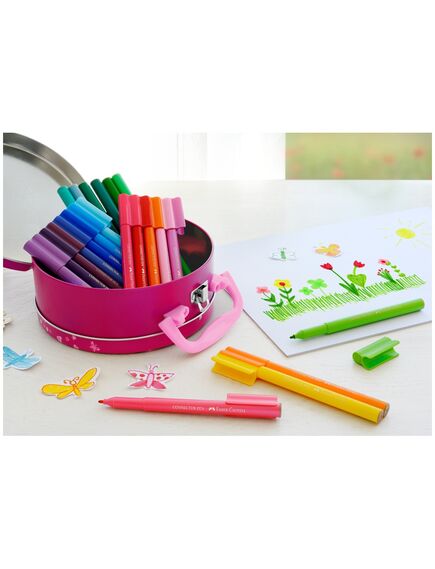 Carioci cu clip 33 culori Gentuta Connector FABER-CASTELL-[3]