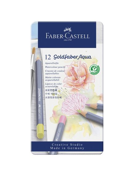 Creioane colorate acuarela FABER-CASTELL Goldfaber Aqua Pastel, 12 culori/set-[2]