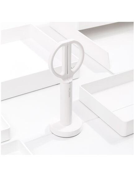 Foarfeca de birou 18 cm, cu suport, alb, Nusign DELI, Culoare: Alb-[3]