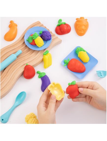 Plastilina 6 culori/set, 240 g, cu 14 accesorii modelaj, Pizza, Pasta and Veggie Party, DELI-[3]