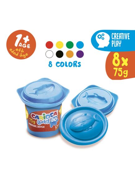 Plastilina moale, 8 culori/set, 600 g, Baby Dough CARIOCA-[3]