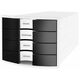 Suport cu sertare, plastic, cu 4 sertare, alb/negru, HAN Impuls, Culoare: Alb/negru-