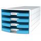 Suport cu sertare, plastic, cu 4 sertare, bleu, HAN Impuls, Culoare: Bleu-
