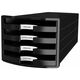 Suport cu sertare, plastic, cu 4 sertare, negru, HAN Impuls, Culoare: Negru-