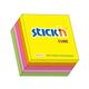 Cub notite adeziv, 76x76 mm, 400 file/set, 5 culori neon, STICK'N-