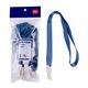Snur textil pentru ecuson 1 cm, capsa plastic, albastru, 12 buc/set, DELI, Culoare: Albastru-