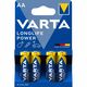 Baterii alcaline AA (LR6), 1.5V, 4 buc/set, Longlife Power VARTA-