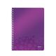 Caiet cu spirala A4, 80 file, matematica, mov, LEITZ WOW, Culoare: Mov-