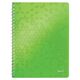 Caiet cu spirala A4, 80 file, matematica, verde, LEITZ WOW, Culoare: Verde-