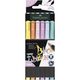 Carioci cu varf pensula, 6 culori/set pastel, FABER-CASTELL Black Edition-