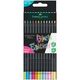 Creioane colorate pastel si neon, 12 buc/set, Black Edition FABER-CASTELL-